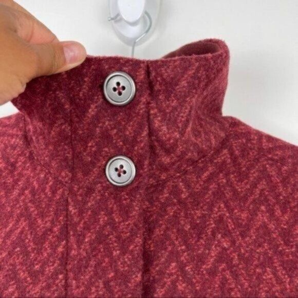 Prana Lily Wool Blend Red Chevron Print Winter Jacket Women's Size Large - Picture 8 of 12